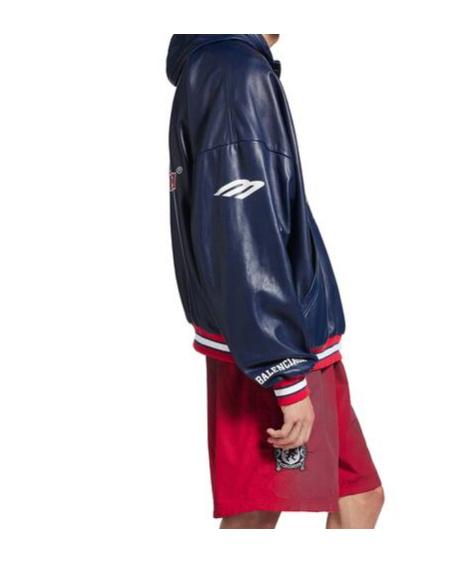 Balenciaga 3B Football Polo Hoodie in Blue for Men | Lyst