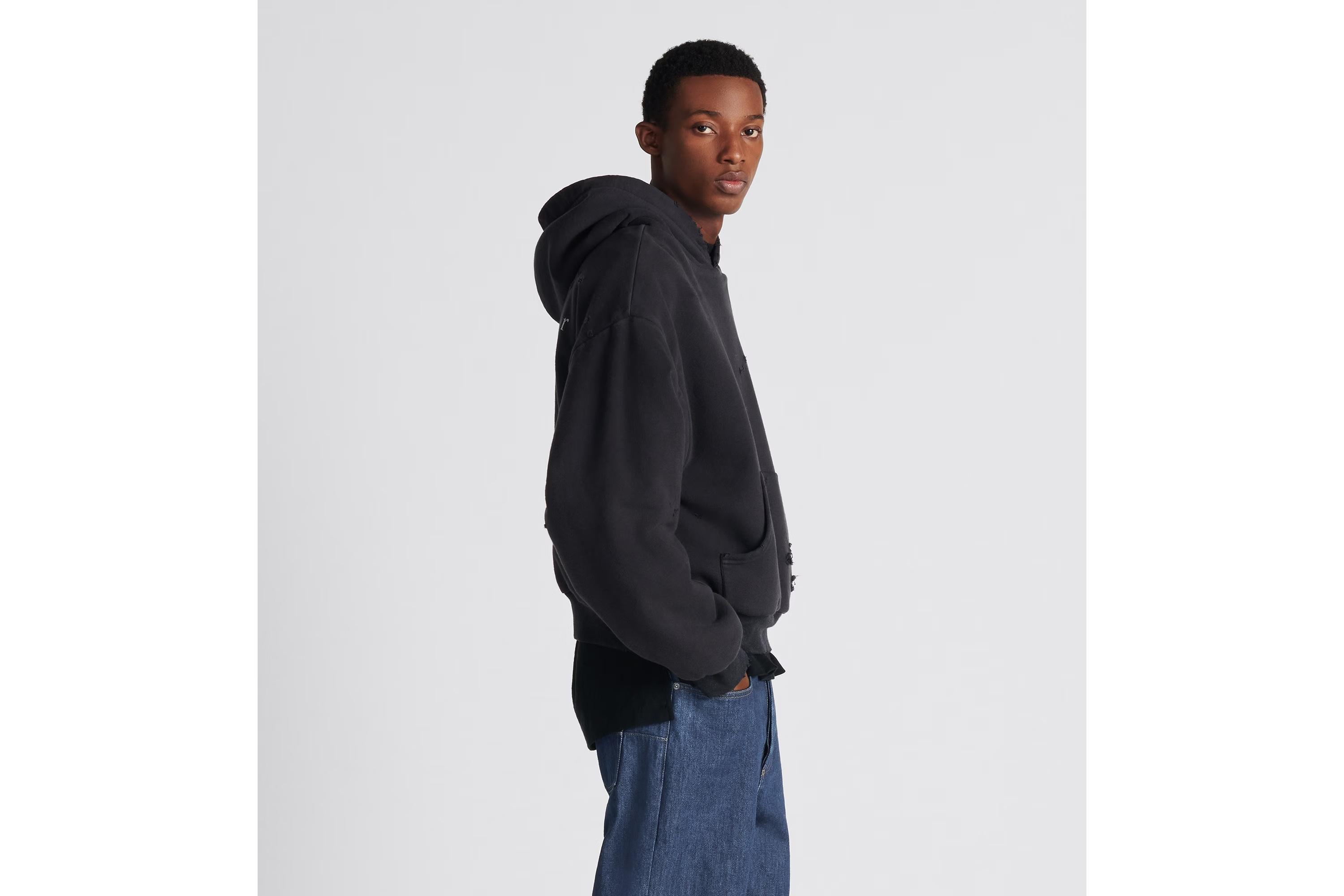 Dior Logo Detailed Long-Sleeve Hoodie in Gray for Men | Lyst