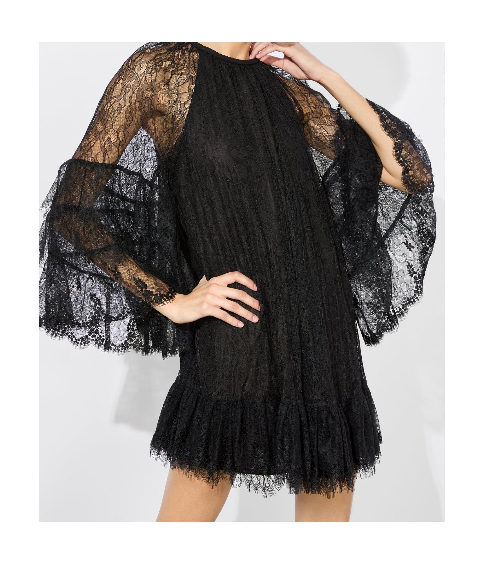 Alice + Olivia Delia Ruffle Angel-Sleeve Tunic Dress in