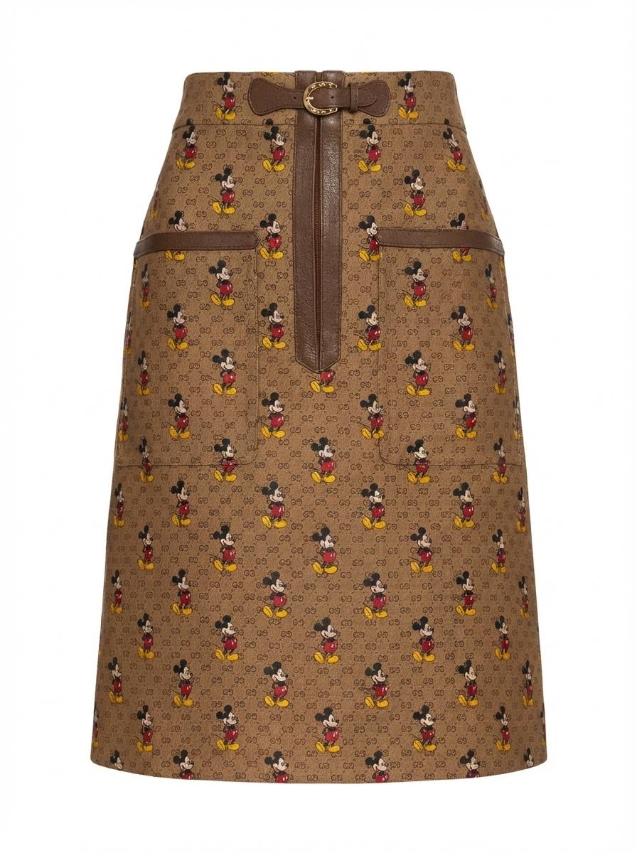Gucci X Disney Mickey Monochrome Skirt in Brown | Lyst