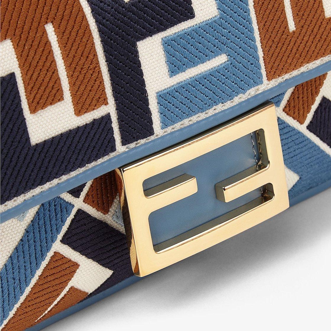 Fendi Canvas Bag With Ff Embroidery in Blue | Lyst