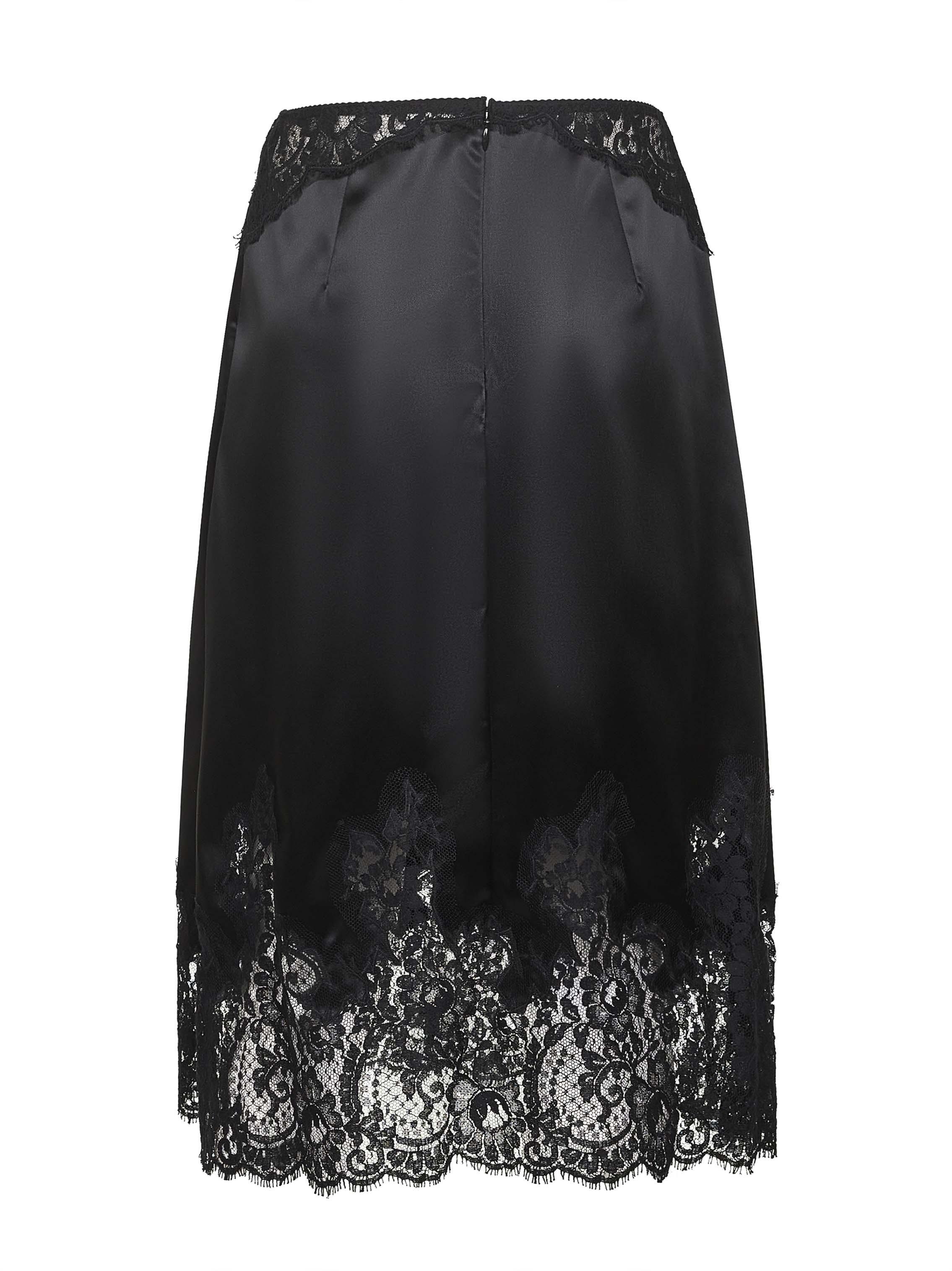 スカート DOLCE & GABBANA Woman Skirt Black F4CI1TFURAD N0000 Satin calf-length skirt with corset-style belt detail in
