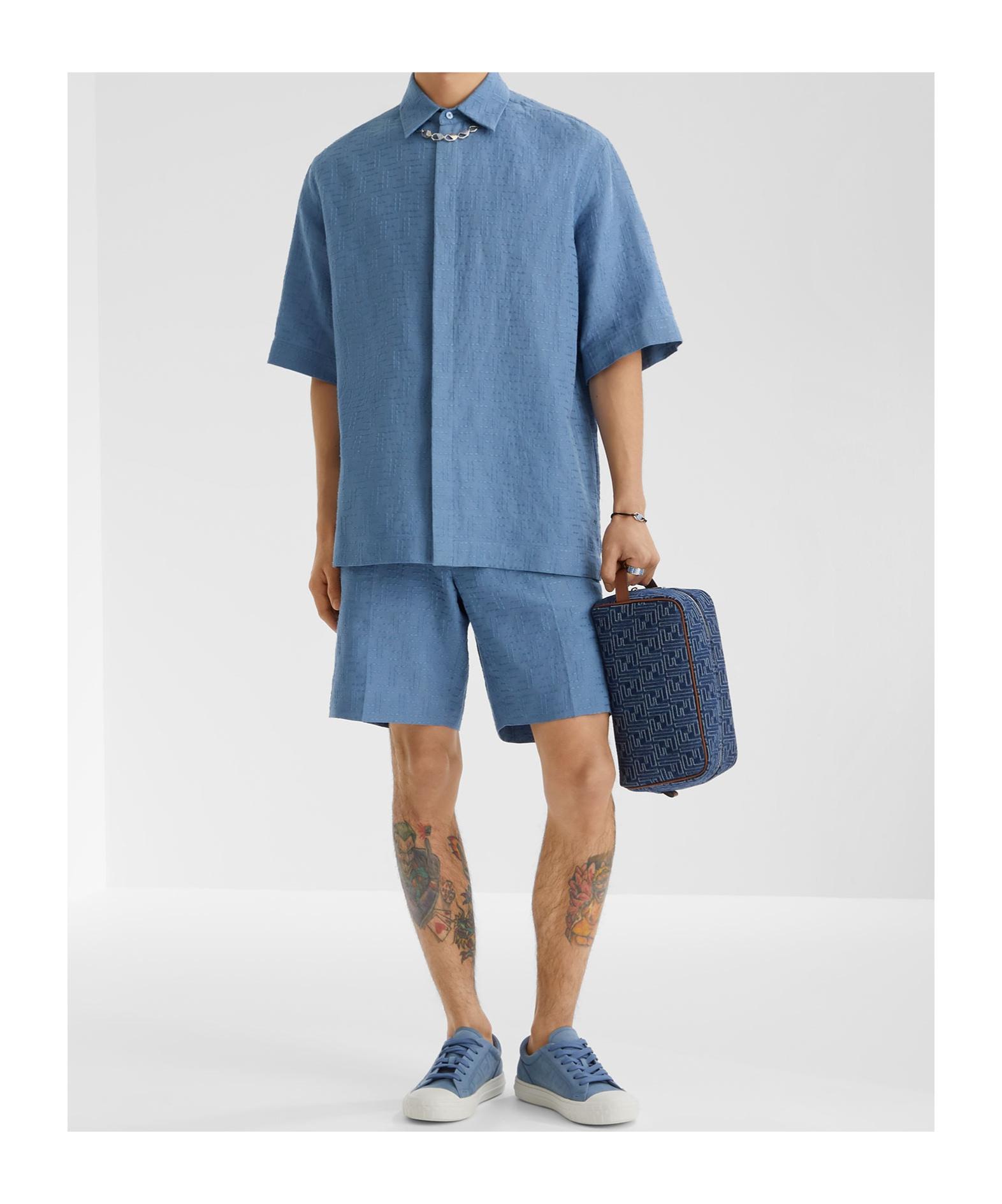 ハーフ・ショートパンツ Fendi Ff Jacquard Light Blue Linen Bermuda Shorts Fendi Ff Jacquard Bermuda Shorts in Blue for Men | Lyst