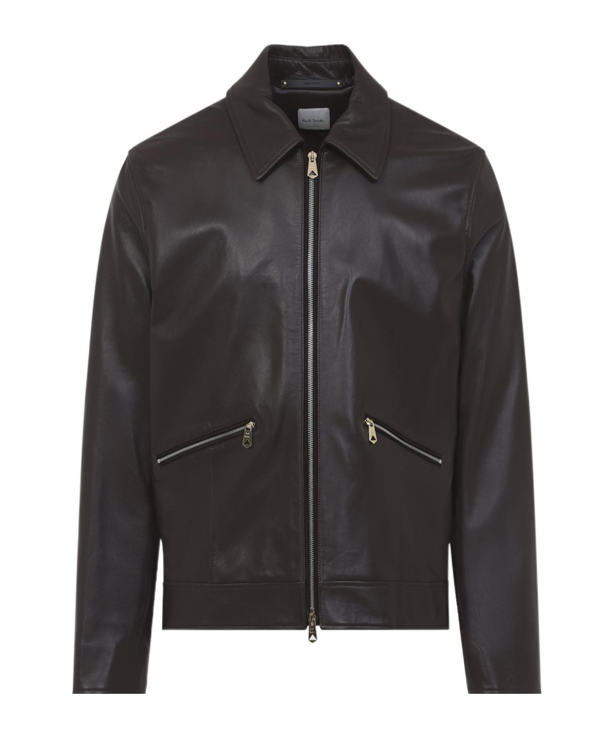 ジャケット・アウター PaulSmith Wool Gaba Check Leather Jacket