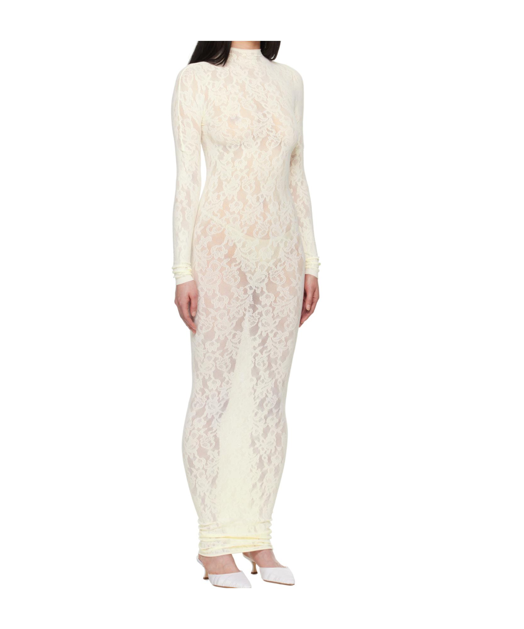 Skims Knit Lace Mock Neck Dress in White | Lyst