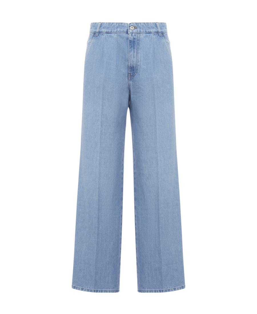デニム・ジーパン MIUMIU WIDE LEG PANTS WITH EMBROIDERED LOGO miu-miu-Blue-Wide-leg-Logo-