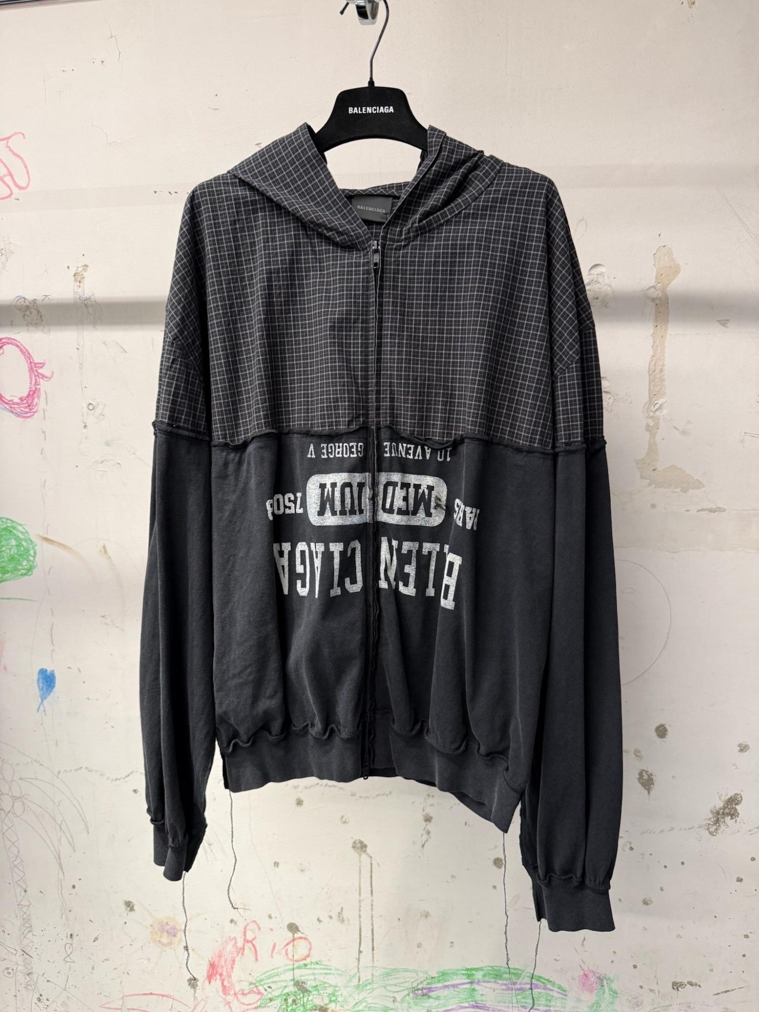 Balenciaga Grey Hoodie Balenciaga Zip Up Hooded Shirts Tops