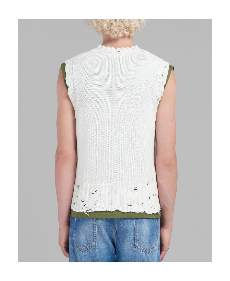 Marni マルニ / Distressed Knit Vest Marni Distressed Sweater Vest | White | FARFETCH