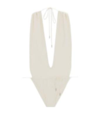 【関税&送料込】Saint Laurent Lycra One-Piece Swimsuit Saint Laurent Cut Out One Piece Swimsuit in Cactus | FWRD
