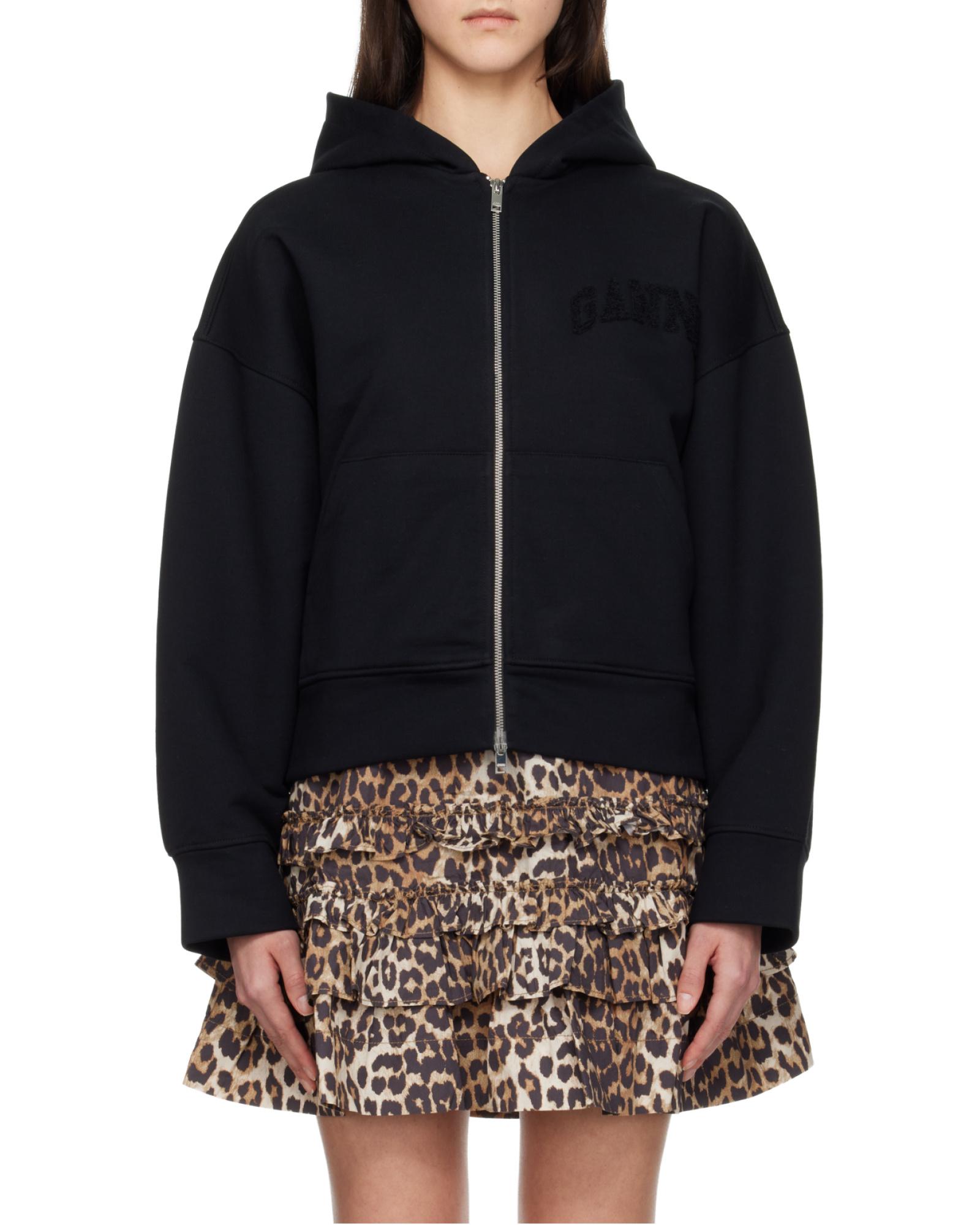 Ganni Zipped Long Sleeved Hoodie in Blue | Lyst