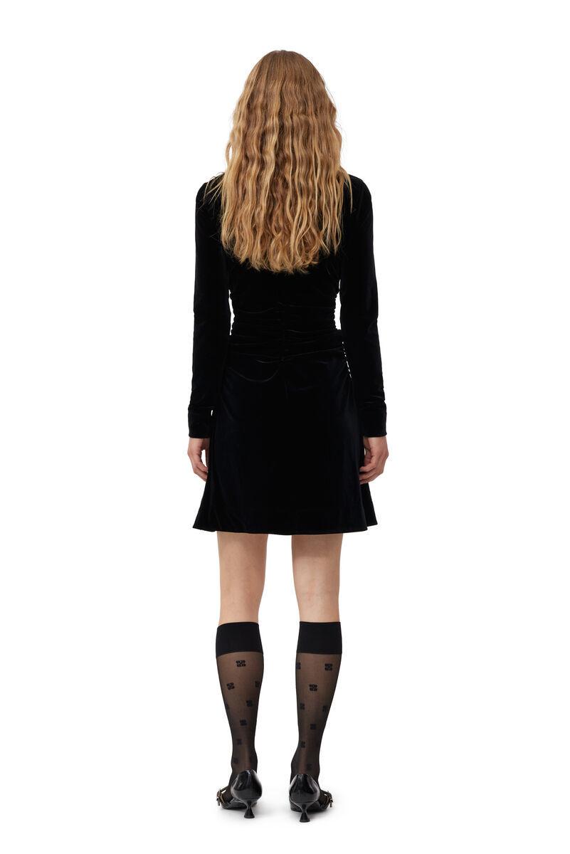 ganni black velvet dress Ganni Velvet Jersey A-Line Mini Dress HIVE