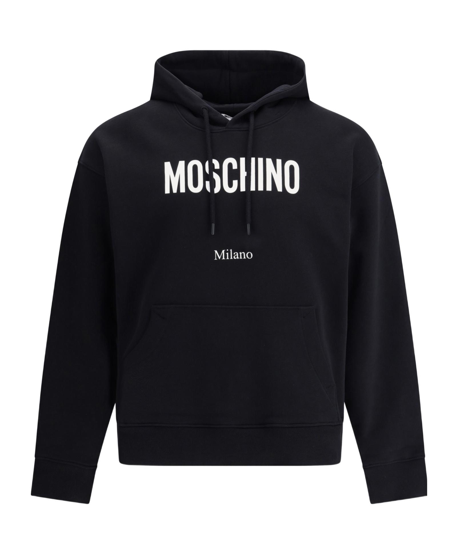 【送料&関税込】Moschino Logo Detailed Drawstring Hoodie Moschino Black Cotton Burger Logo Print Hoodie, Brand Size