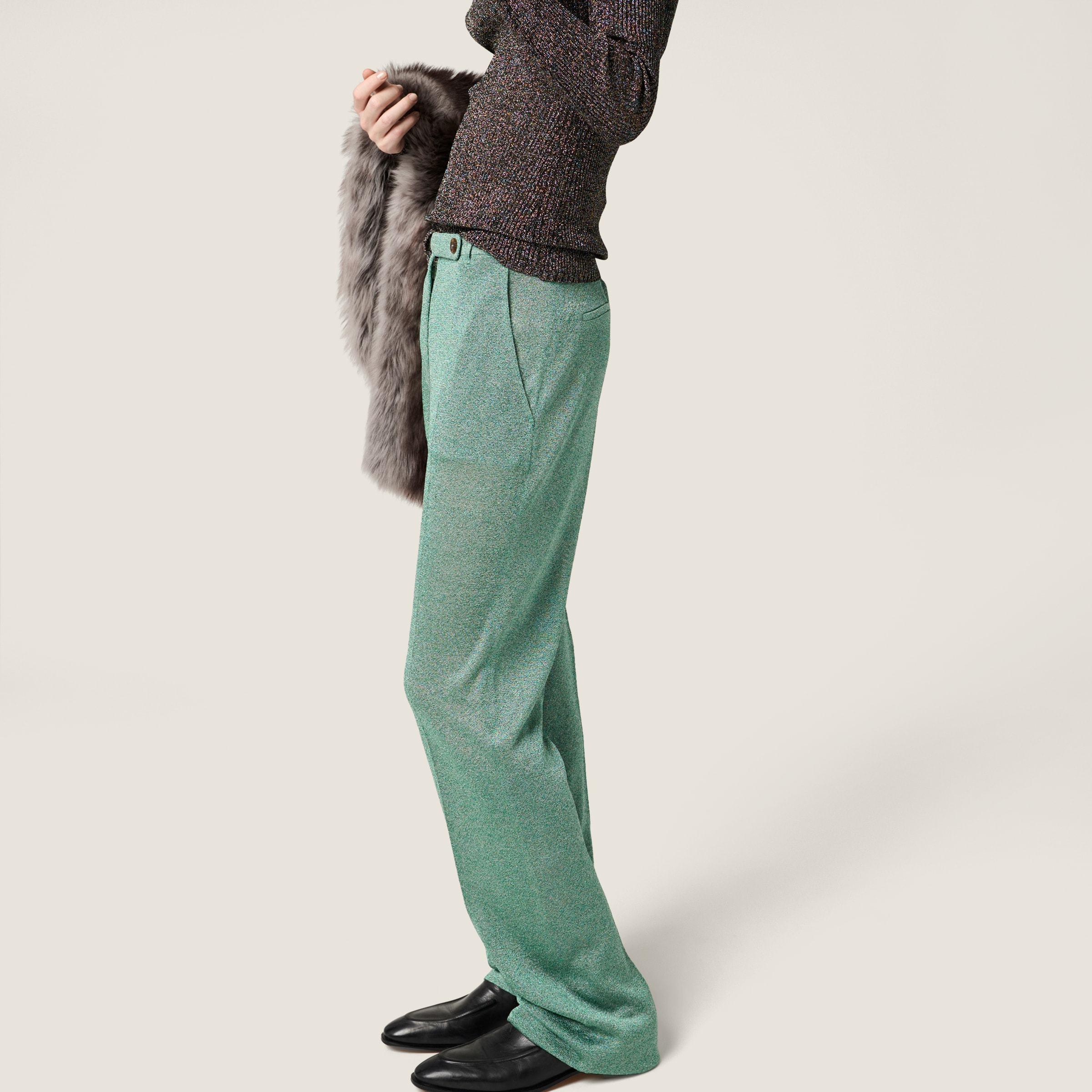 Miu Miu Straight-Leg Lurex Pants in Green | Lyst