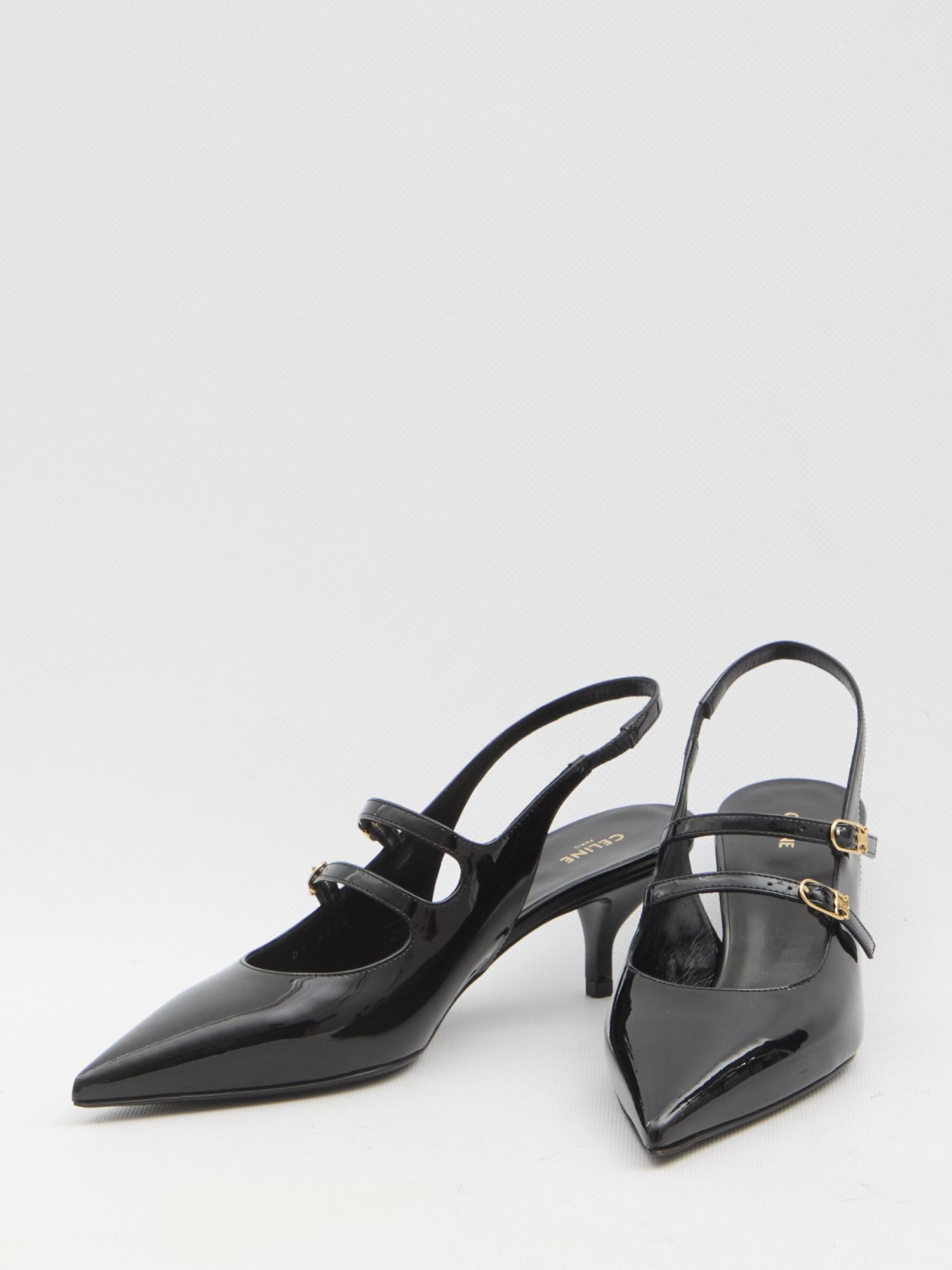 シューズ・サンダルその他 CELINE Judy leather double strap mary jane slingback CELINE JUDY DOUBLE STRAP MARY JANE SLINGBACK IN PATENT