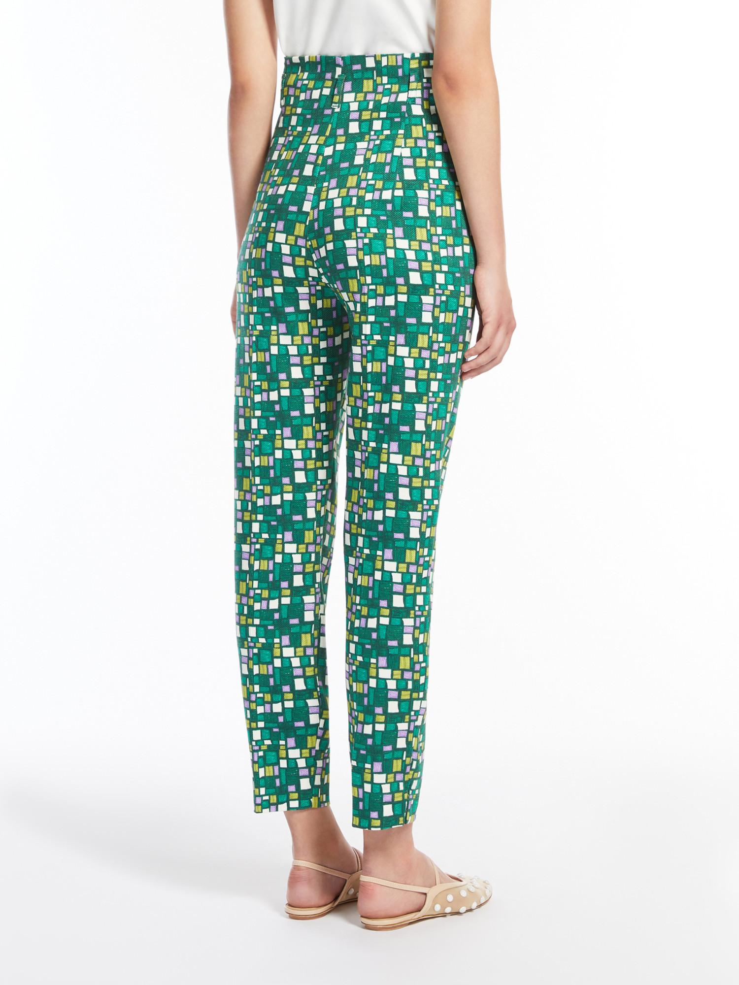 Weekend by Maxmara Printed Stretch Cotton Trousers in Green