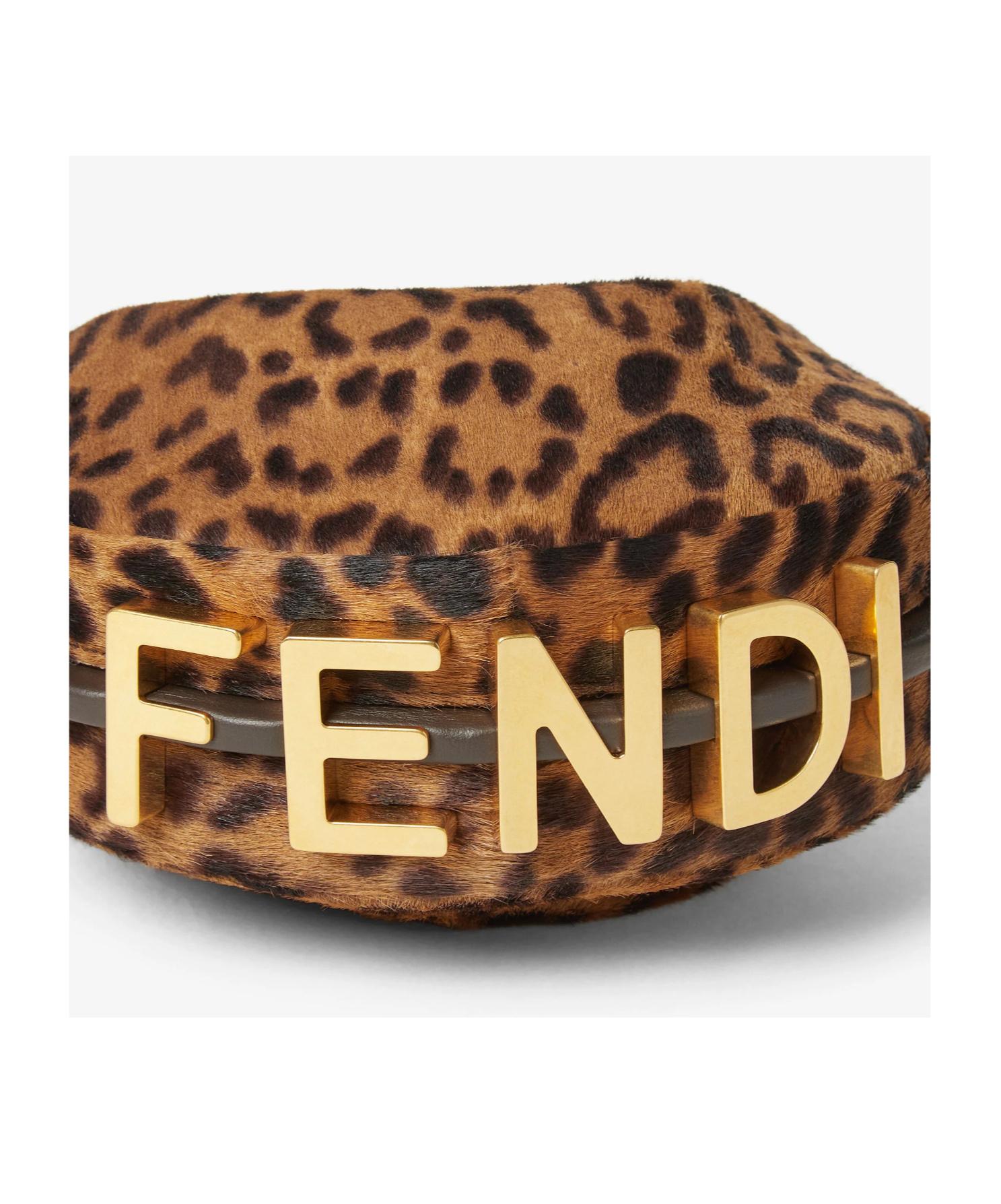 Fendi Nano Graphy Leopard Printed Hobo Bag in Brown | Lyst