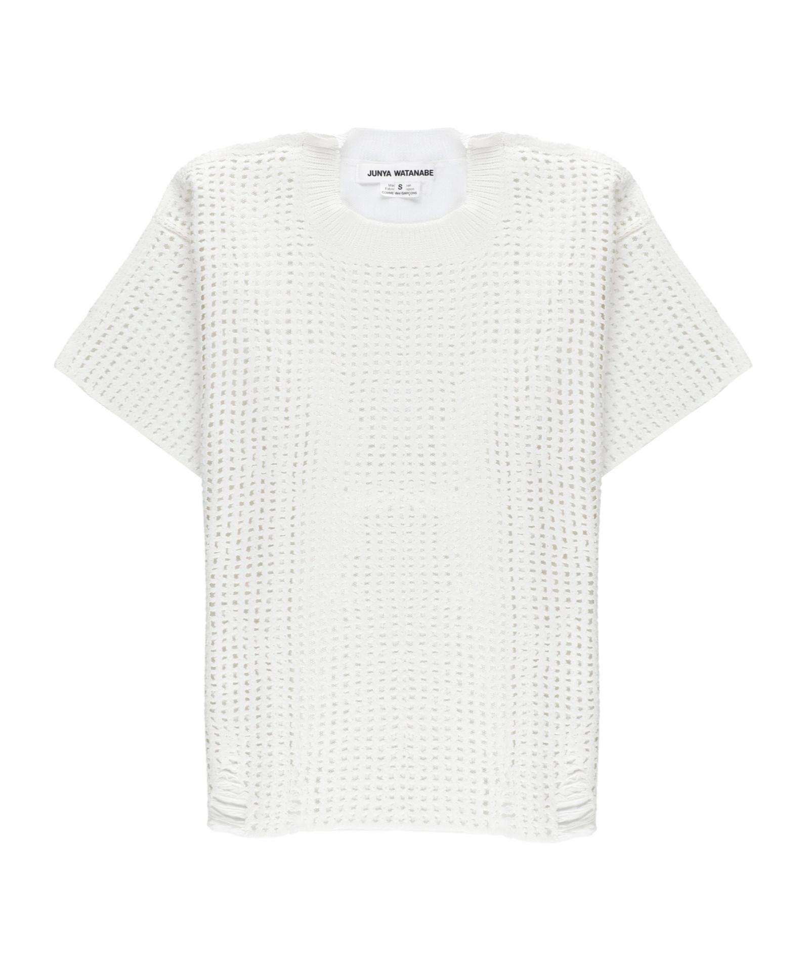 Tシャツ・カットソー JUNYA WATANABE OPEN-KNIT CREWNECK T-SHIRT Junya Watanabe MAN Striped T-Shirt in Multicolor | SVD