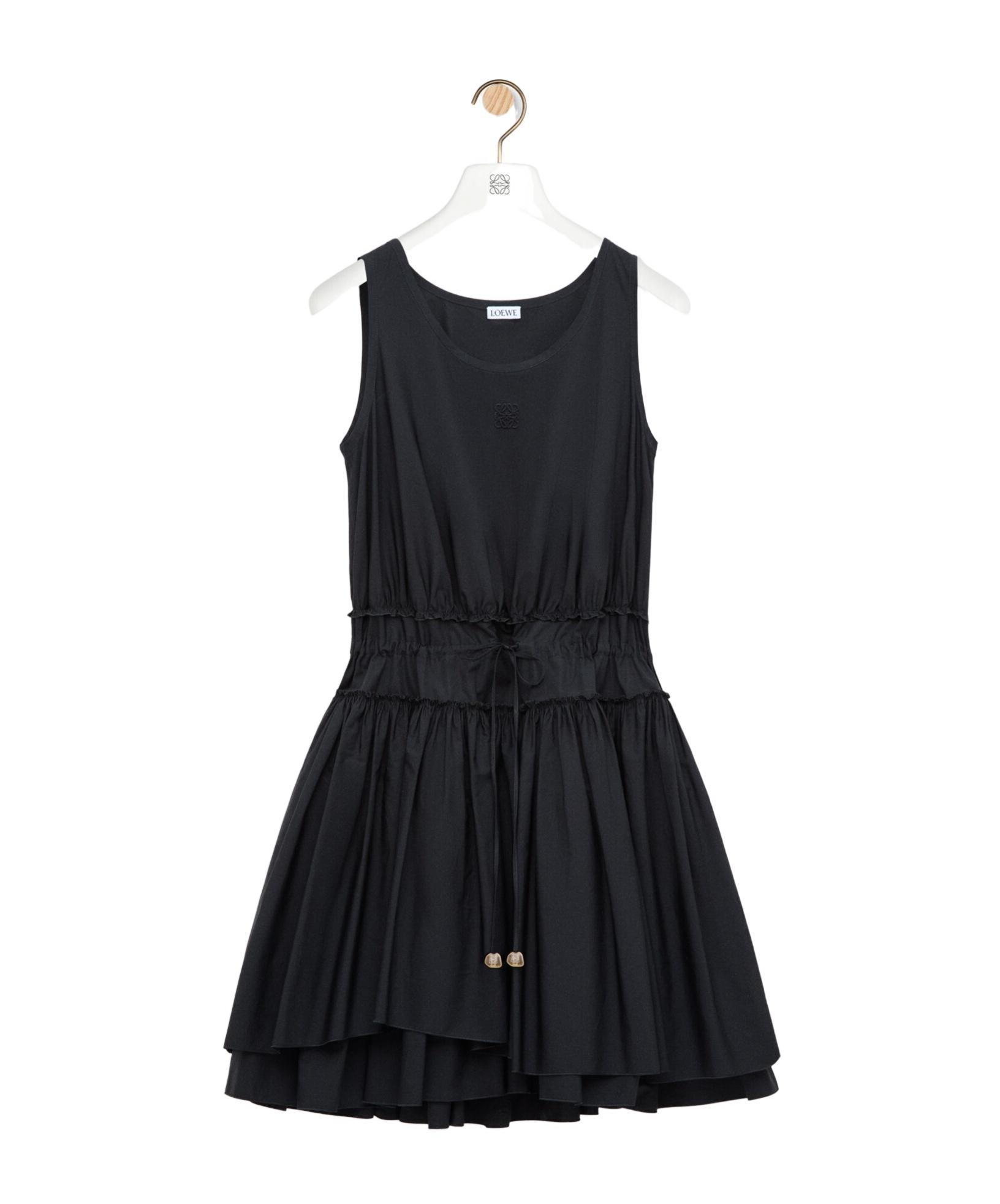 mini dress design for women Floral Stripe Cotton Drop-Waist Mini Dress