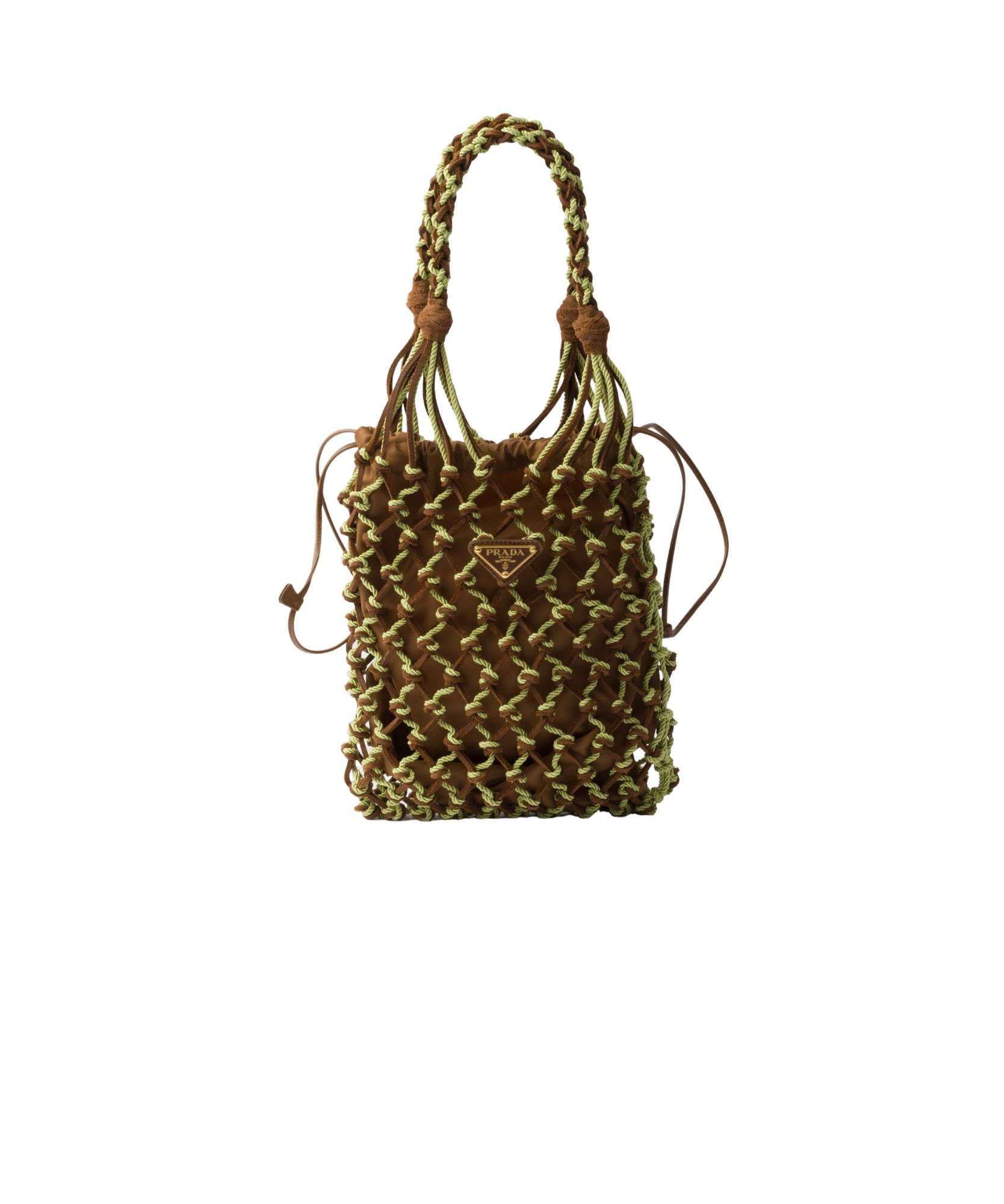 Prada Small Noué Two-Tone Mesh Tote Bag in Brown | Lyst