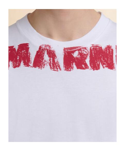 VIPSALE★【MARNI】ホワイト Tシャツ Marni Monolith プリント White cotton T-shirt with Marni Monolith print | Marni
