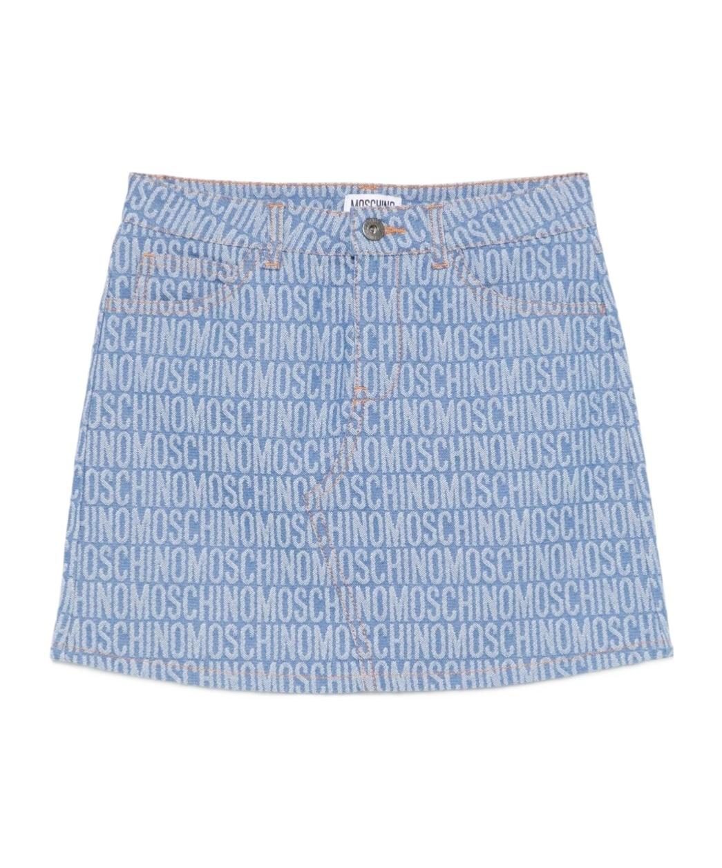 ミニスカート MOSCHINO Women Skirts 048382040516 Grey Moschino GRAY Mini Skirt WHITE CLOUDS SIDE ZIPPER CROSSGRAIN