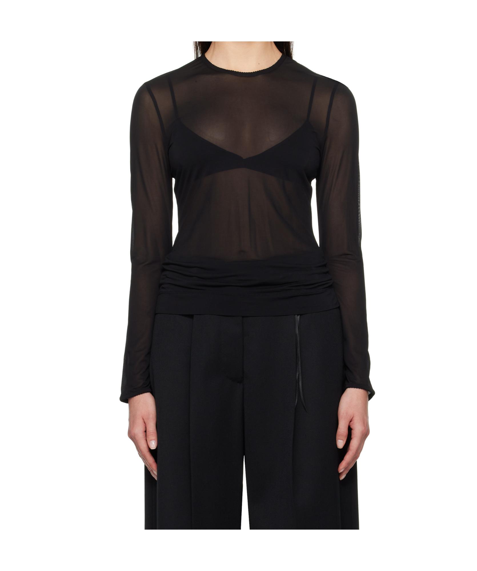 Simone Rocha Sheer Fitted Ballet Mesh T-Shirt in Black | Lyst