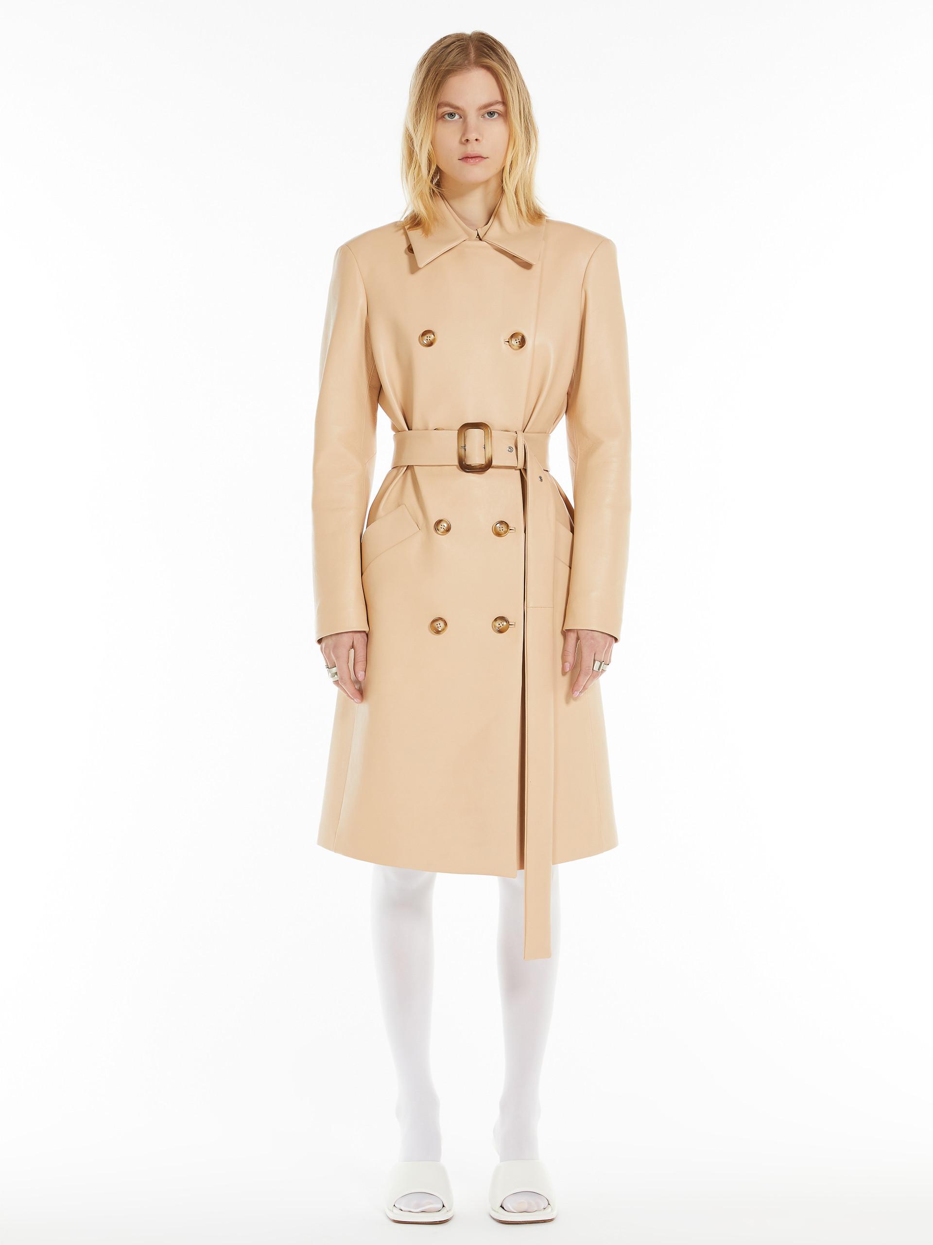 Sportmax Double-Breasted Belted Coat in Natural | Lyst