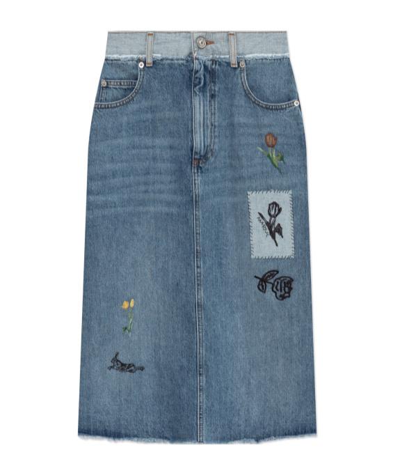 スカート MARNI Denim Mini Skirt Marni appliqué-detail Denim Miniskirt | Blue | FARFETCH