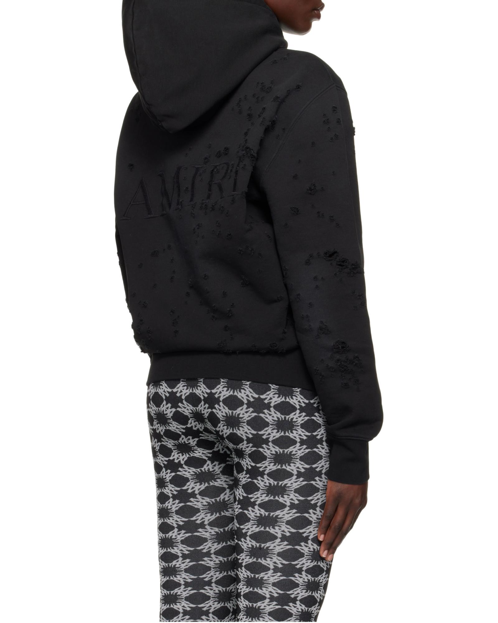 Amiri Ma Shotgun Logo Embroidered Distressed Hoodie in Black for 
