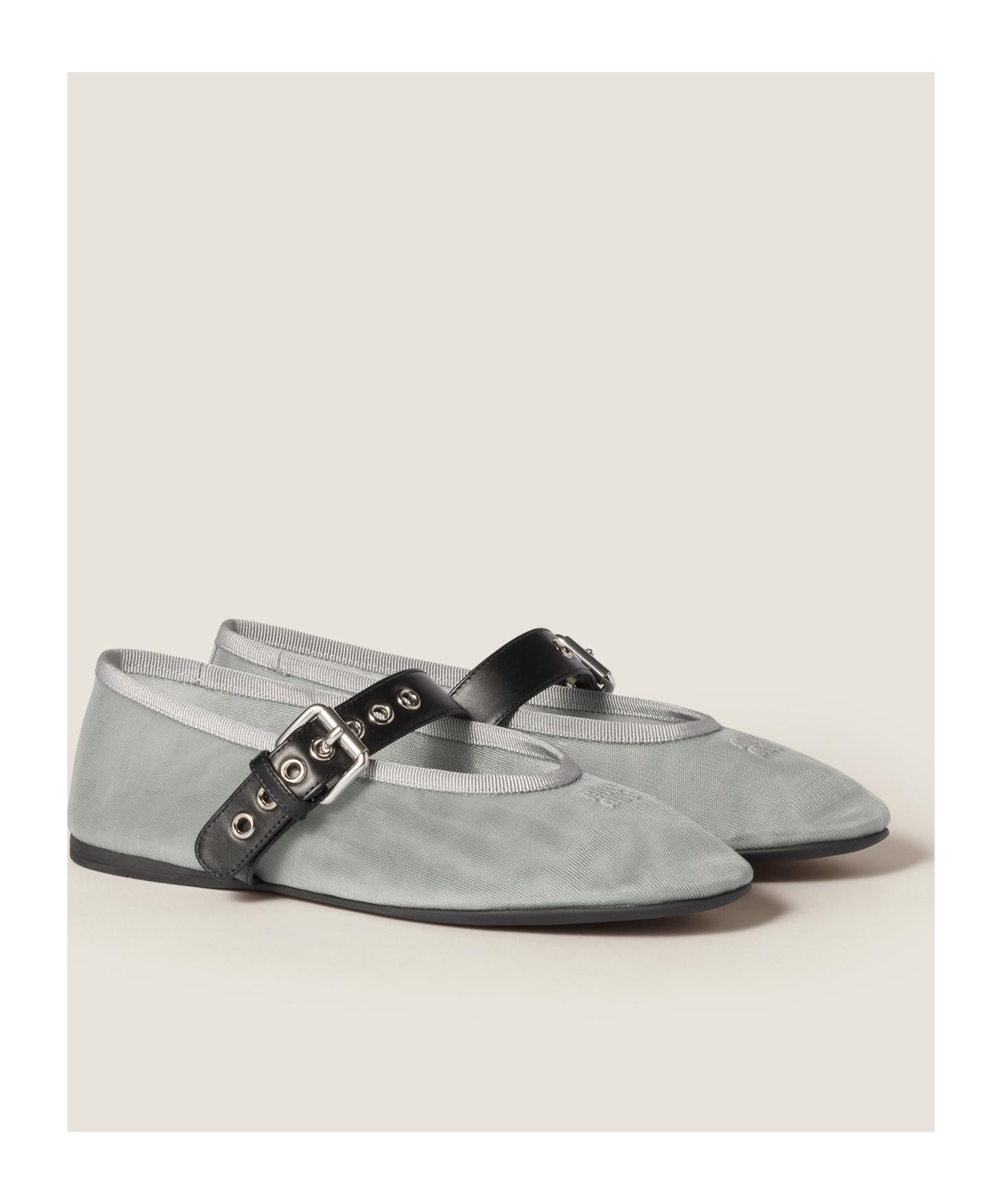 MIU MIU Mesh ballerinas バレリーナ シューズ Miu Miu Mesh Fabric Ballerinas in Gray | Lyst