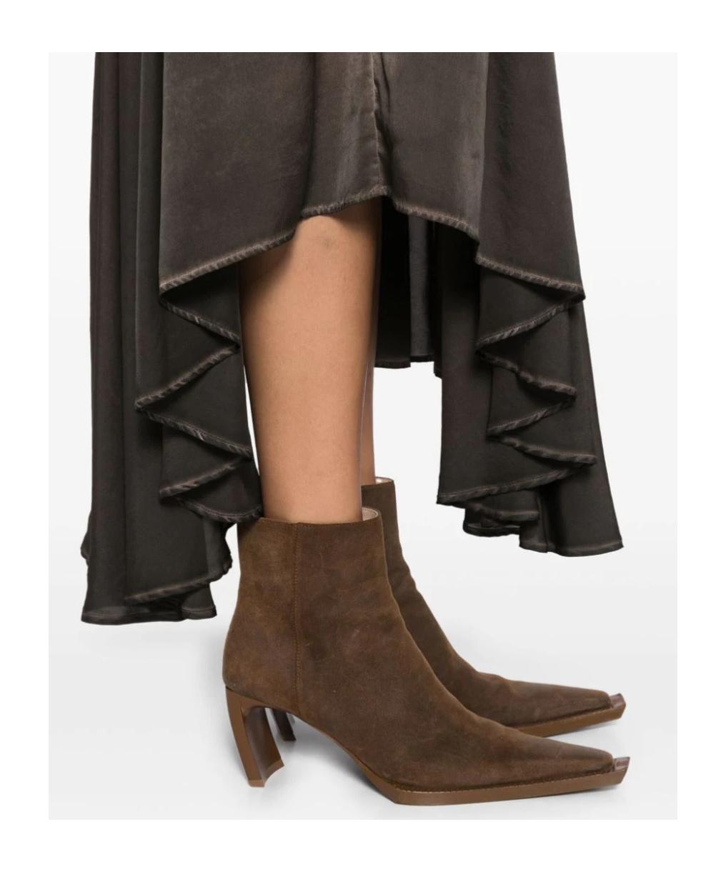 スカート UMA WANG Women Skirts UP5016UW087 Grey UMA WANG Greta Draped Velour Skirt | Elixirgallery