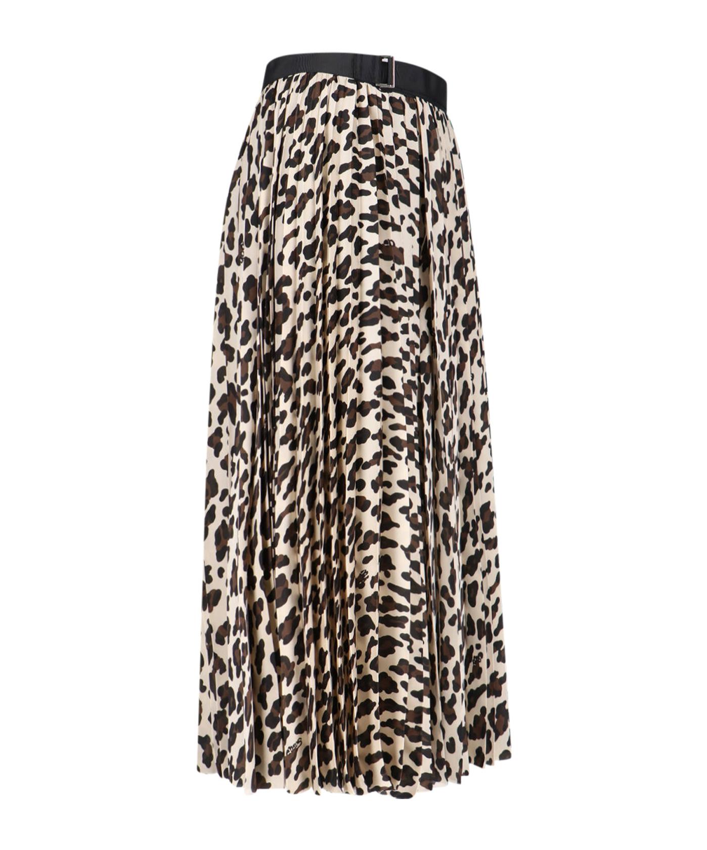 Sacai Leopard Print Skirt in White | Lyst