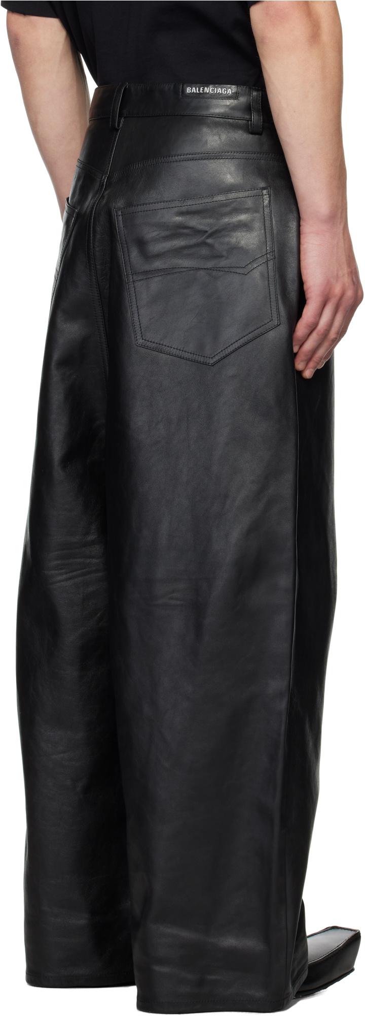 パンツ BALENCIAGA 23SS shiny coated pants black Balenciaga Soft Shining Low Crotch Leather Pants in Black
