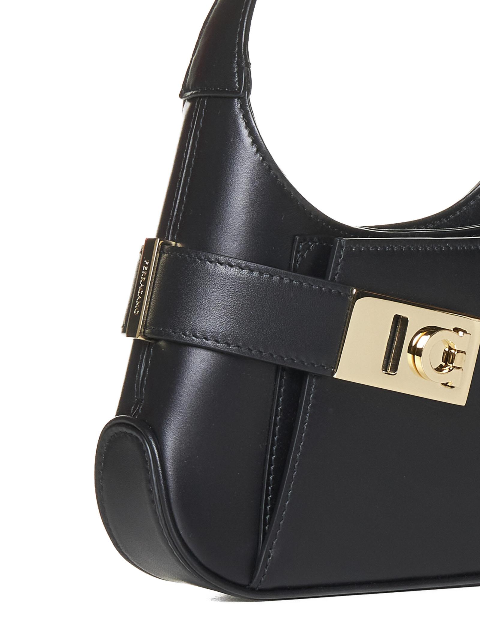 Ferragamo Hobo Gancini-Buckle Mini Tote Bag in Black | Lyst