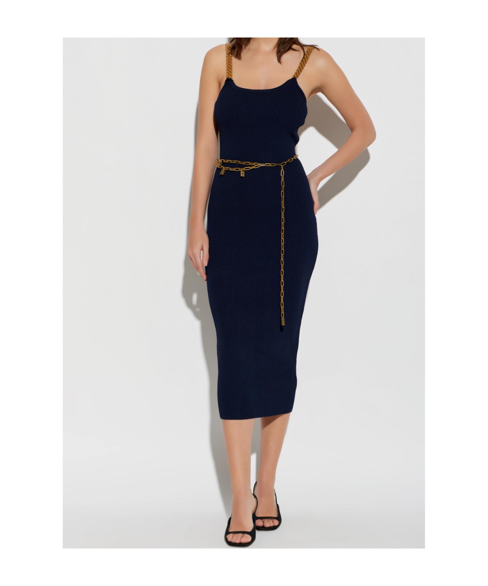 michael kors chain midi dress MICHAEL Michael Kors Belted Chain-Print Georgette Midi-Dress