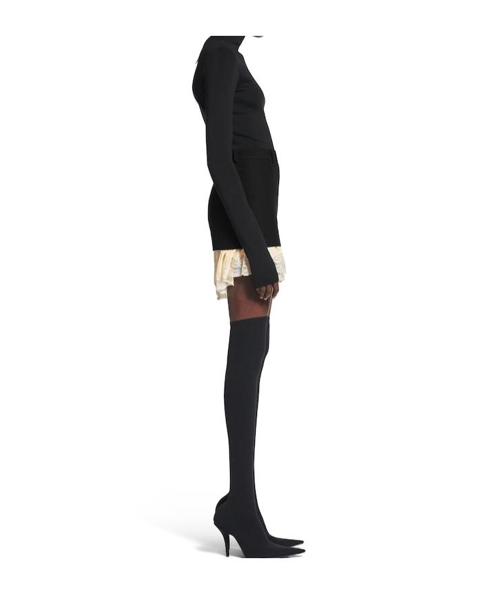 【BALENCIAGA】LINGERIE MINI TAILORED SKIRT ブラック Women's Lingerie Mini Tailored Skirt in Black | Balenciaga US