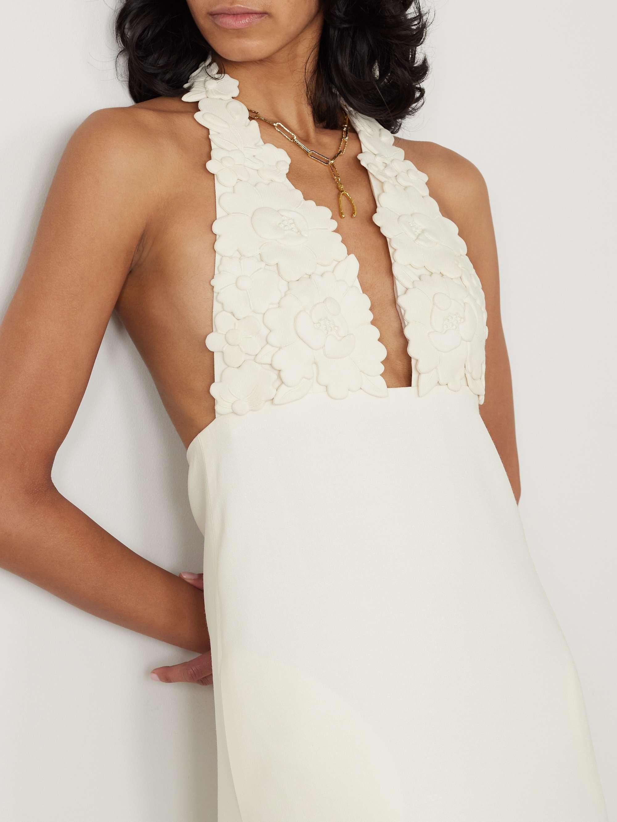 Valentino Floral-Appliqu Crepe Maxi Dress in White | Lyst