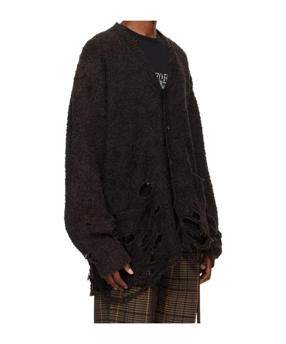Doublet Distressed-Effect Knitted Cardigan in Black for Men | Lyst