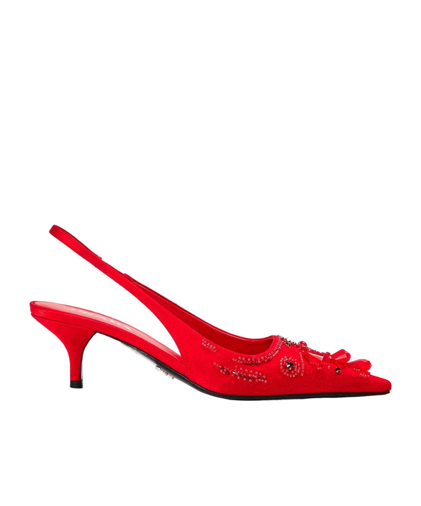 プラダ ポインテッドトゥ ミュール 赤 prada-Red-Slingback-Kittenheel