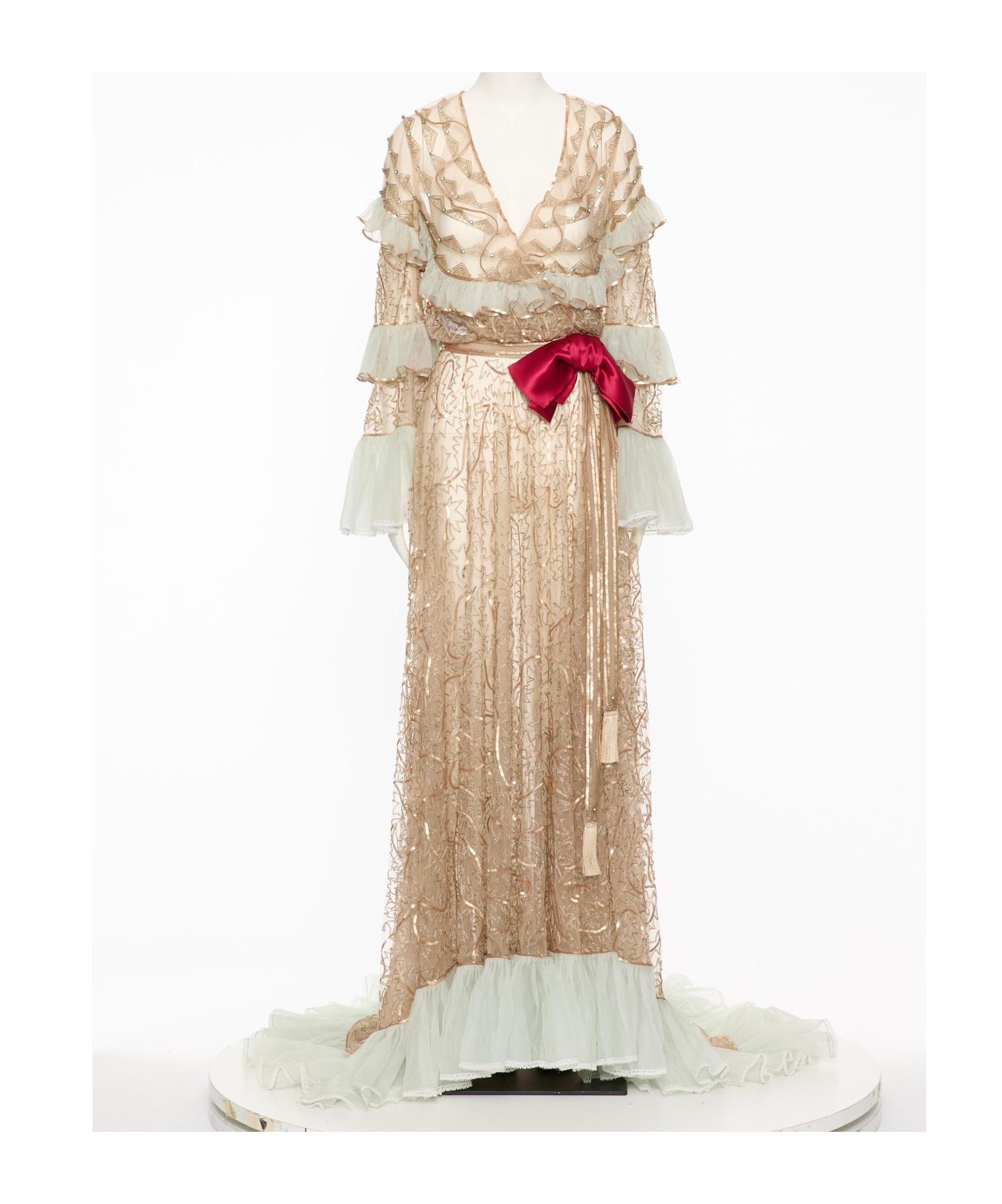 Valentino Long Sleeve Dress in White | Lyst