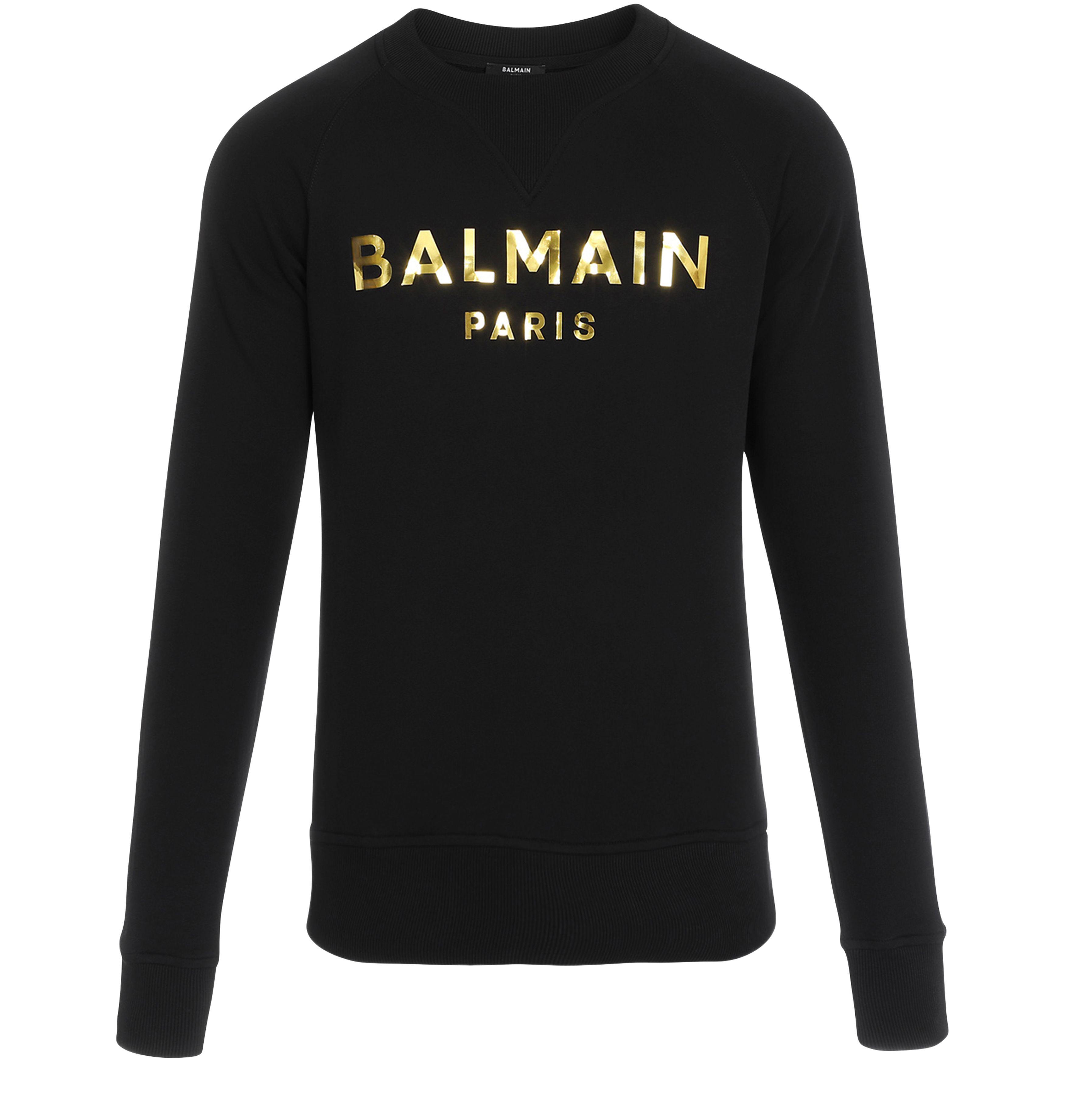 BALMAIN - 【ラスト1点】 Grey cotton sweatshirt with white