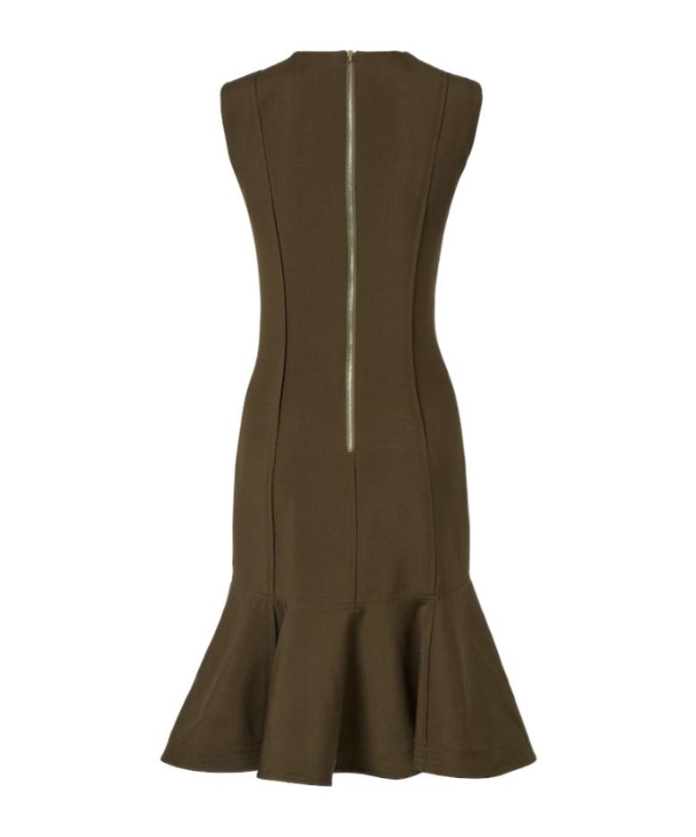 dkny apple green dress Dark Green Knitted Long Sleeve Midi Dress