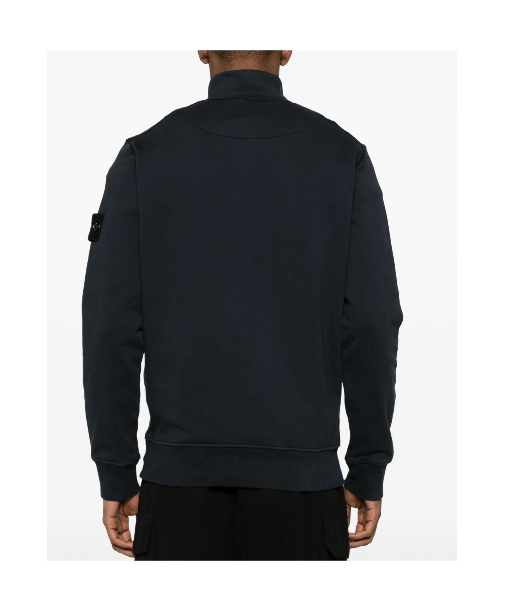 Stone Island Logo Patch Quarter-Zip Sweatshirt in Blue for Men | Lyst