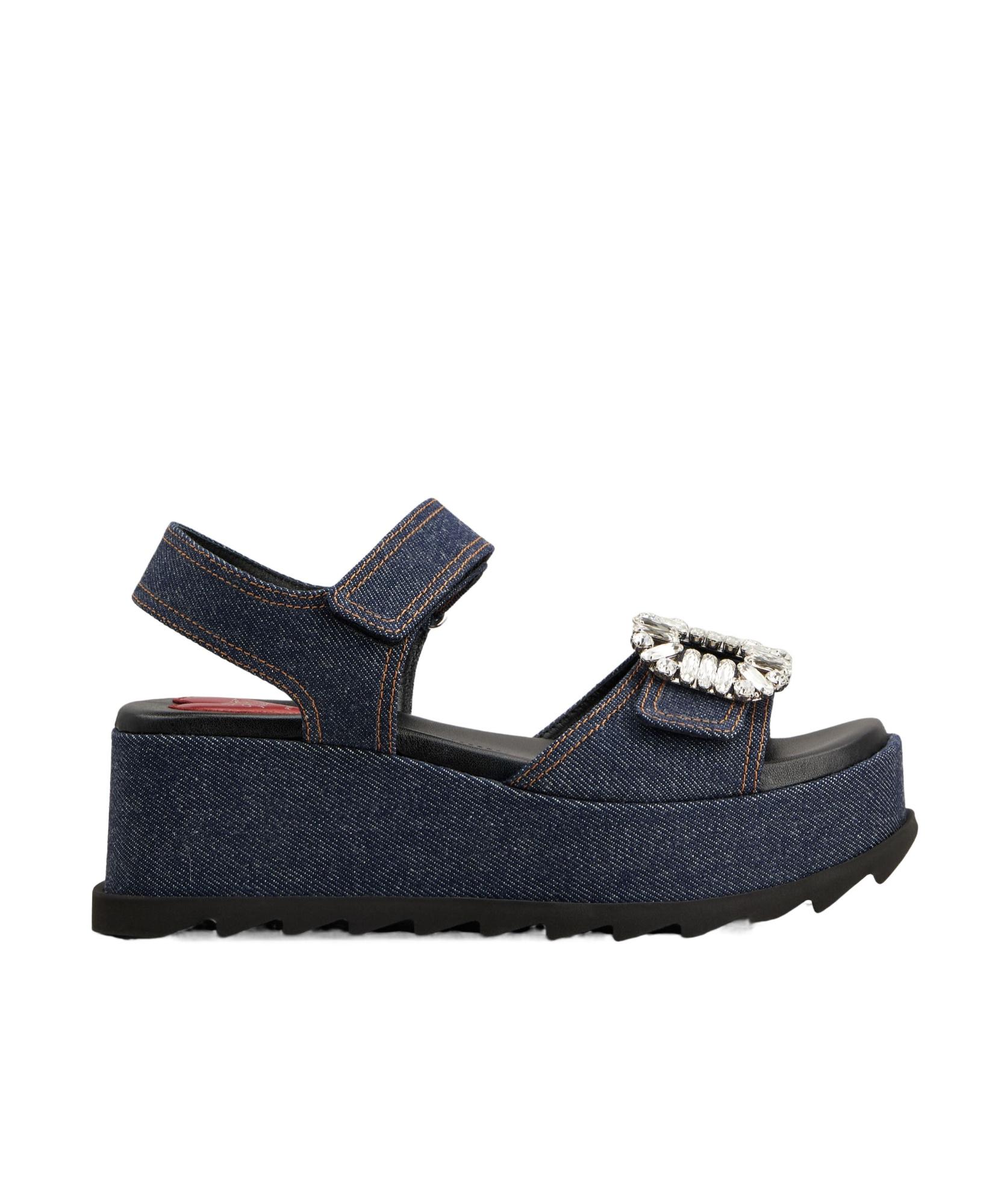 Roger vivier ♪ ウエッジソール サンダル RVW73438660UB Wedge Sandals in leather Off White Woman
