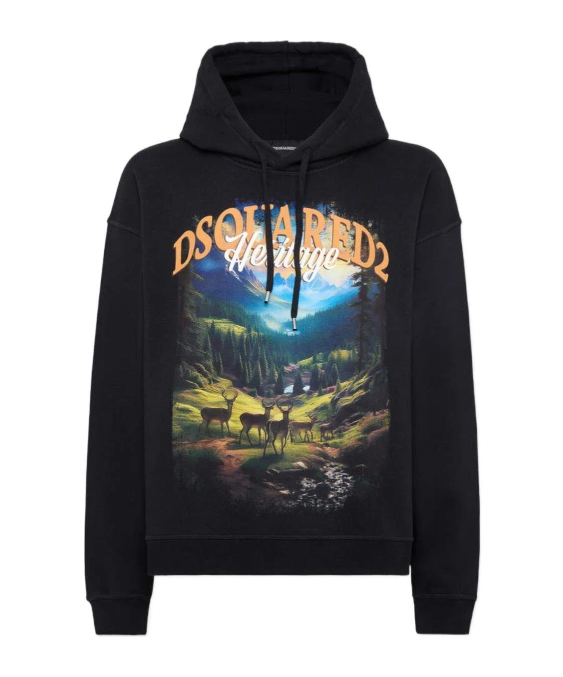 パーカー・フーディ Dsquared2 Graphic Print Sweatshirt With Hood DSQUARED2 Sweater Pink Logo Print Cotton Hoodie Sweatshirt