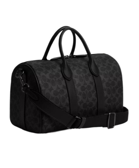 coach f75715 trekker duffle overnight travel bag men s leather Signature coated canvas and smooth leather Inside multifunction pockets Zip Coach Trekker Bag FOR SALE!