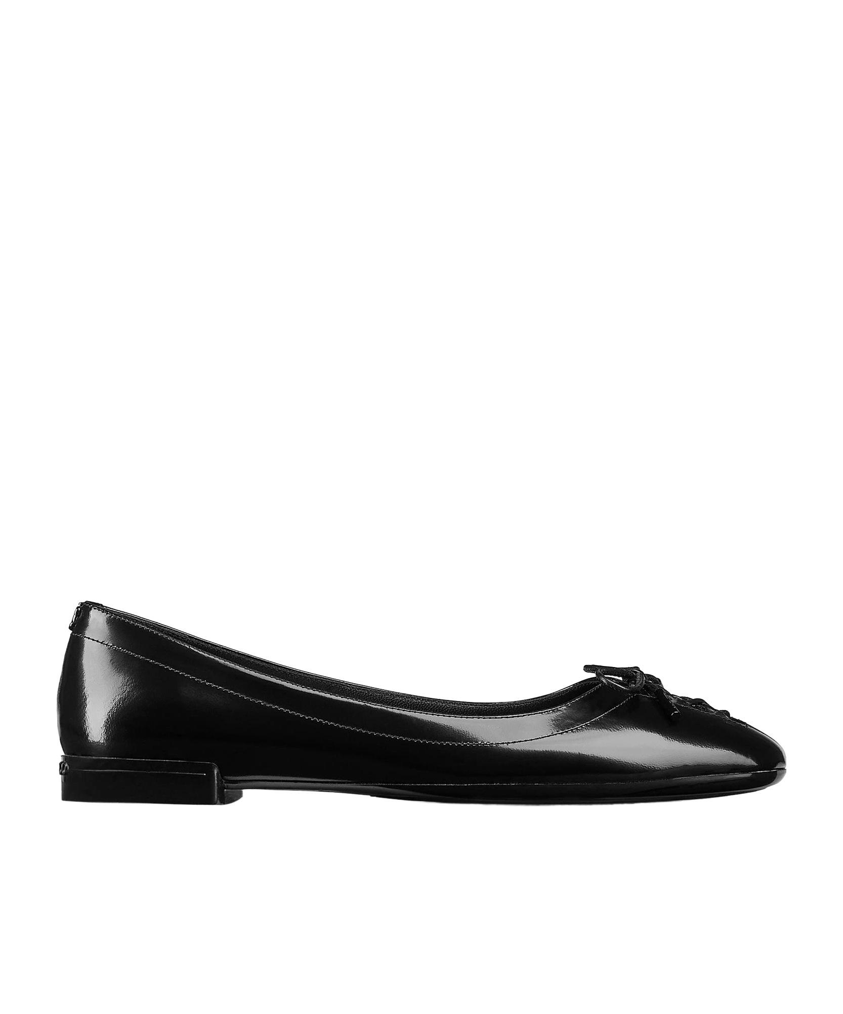 【JIMMYCHOO】 black flats （関税送料込） SAEDA FLAT | Black Patent Leather Flats with Crystal