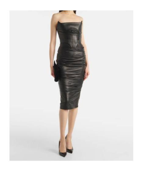 alex perry leather dress Ruched Midi in Black EXCLUDED0829
