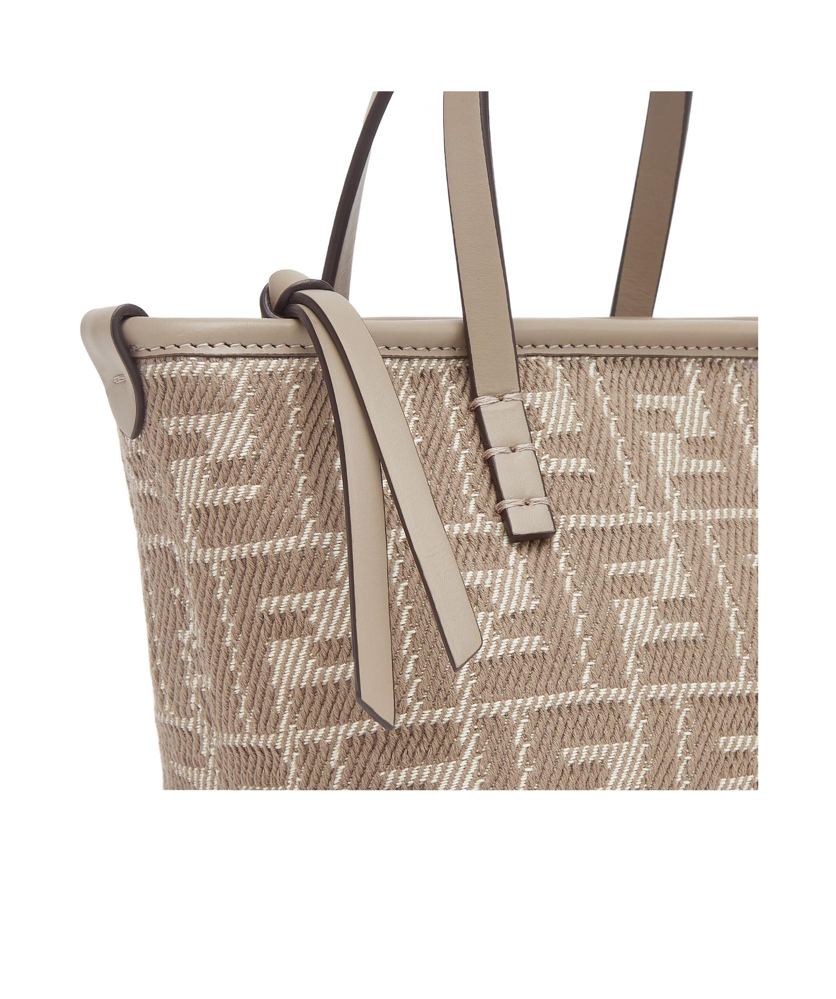 Fendi Roll Mini Ff Jacquard Mini Tote Bag in Natural | Lyst