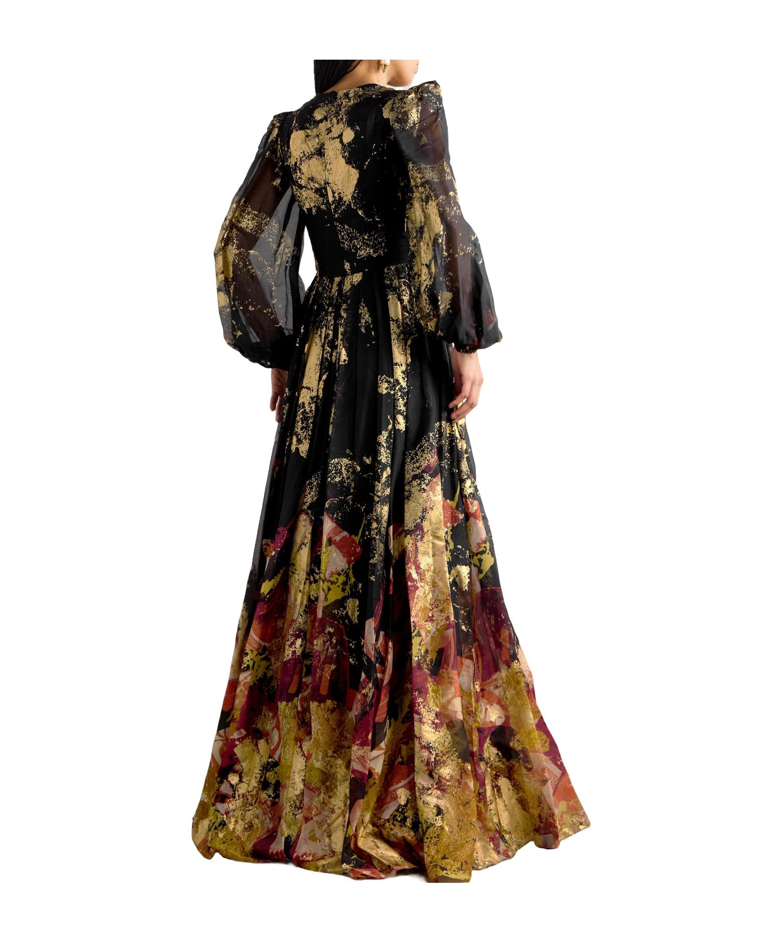 silk chiffon dresses Berry Hand Pleated Gown 95% Silk Giorgio Armani Zip-Front Long-Sleeve Silk